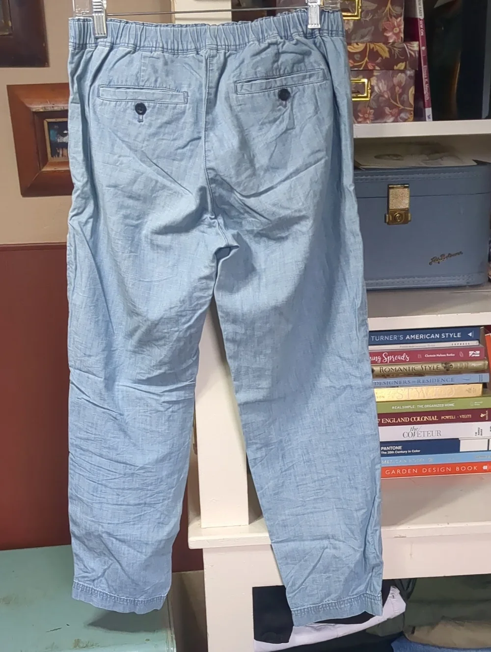 J. Crew Light Blue Chambray Elastic Backed Beach Pants Size 6